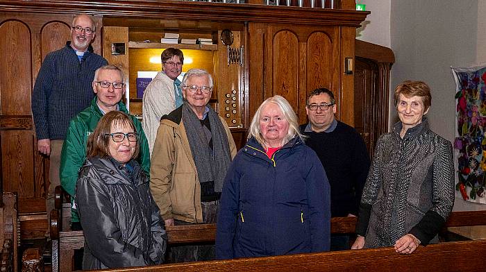 Rosscarbery, West Cork, Ireland. 25th Feb, 2024.  One Sunday evening a month in St. Fachtna’s Cathedral in Rosscarbery there is a 'Songs of Praise' service where parishioners sing a mix of well known hymns along with learning a few new songs.  Before singing, Dean Cliff Jeffers gives a short explanation of the background of the author of the hymn and what they are trying to express through the lyrics.  Dean Cliff’s wife, Eunice is the Cathedral Organist and they make a great team, leading the worship.
There will be a Songs of Praise services in St. Fachtna’s Cathedral at 7pm on the 24th March and the 27th of April.  There is tea and coffee after the services and everyone is welcome to attend. Some of the parishioners at the service. Picture: Andy Gibson.