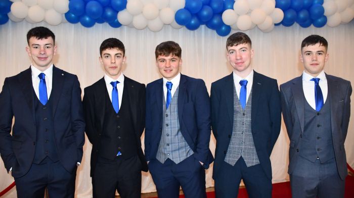 Liam Deasy, Eoin Buckley, William O'Donovan, Aaron Buckley and Zach Crowley, members of Castlehaven's U17 team, at the club's celebration dinner. (Photo: Anne Minihane)