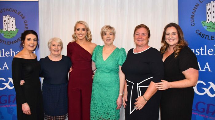 Having fun at the Castlehaven celebration dinner were Margaret and Harriet O'Regan, Union Hall, Rachel and Ann Whelton, Castlehaven and Caroline and Niamh Collins, Union Hall. (Photo: Anne Minihane)