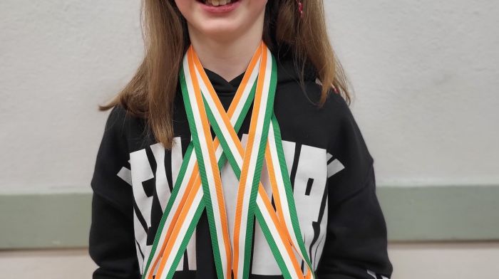 Kate Lynch who came first in Recitation and Second in Solo Dancing and in the Ballad Group at the  Carbery final of Scór na bPáistí. She will now represent Tadhg Mac Cárthaigh in the county semi-final.