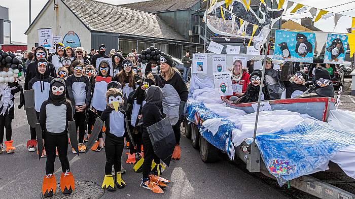 Cahermore National School won best effort for their save the planet penguin protest against global warming.  (Photo: Anne Marie Cronin)