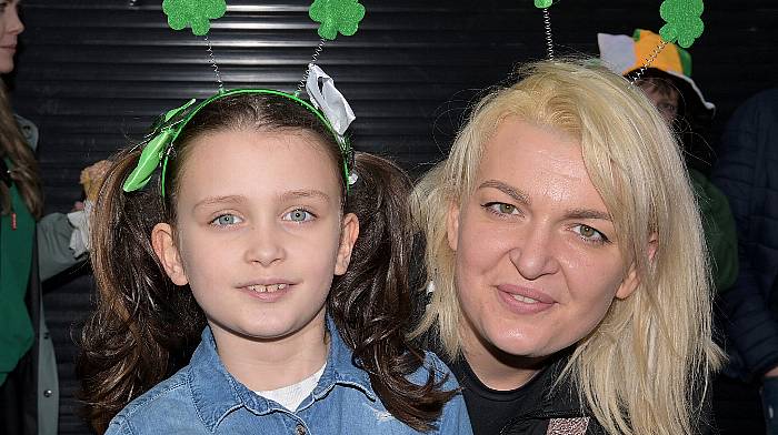 Aline and Rebecca Serbenco from Clonakilty at the St Patrick’s Day parade. (Photo: Martin Walsh)