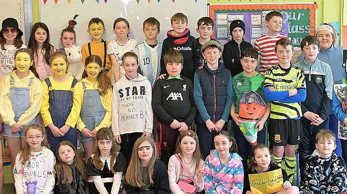 Third and fourth class pupils from Barryroe National School all dressed up for World Book Day. Also included are Ciara Whelton SNA and Denise Foley (class teacher). (Photo: Martin Walsh)