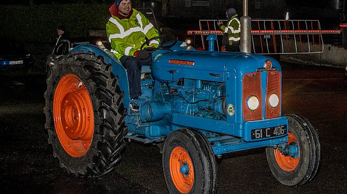 Liam Fleming, Butlerstown, setting off on the Courtmacsherry Rowing Clubs Seven Heads Tractor Run from Timoleague.