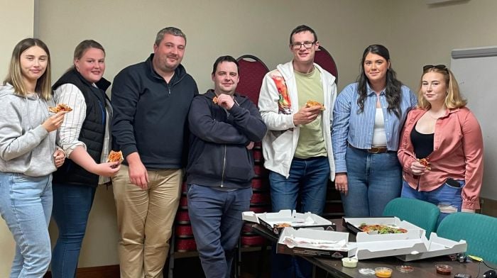 Clonakilty Macra members Shona Hurley, Sinead Harte, Niall O'Leary, John Collins, John O'Leary, Aiesha Hurley and Sarah Murphy enjoying refreshments after their recent meeting.