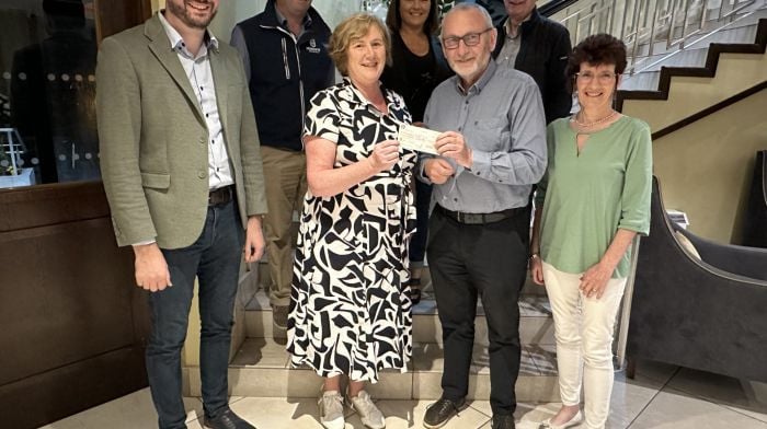 Recently, a cheque was presented to St Joseph's Unit in Bantry Hospital on behalf of a Fine Gael-organised golf event in Bantry. At the presentation in the Westlodge Hotel were (front, from left): Cllr Noel O'Donovan; Margo Daly, St Joseph's Unit; Denis O'Sullivan, Fine Gael, and Eileen Downey of St Joseph's Unit. Back (from left):  James Murphy, Cllr Caroline Cronin (FG) and Con O'Leary.