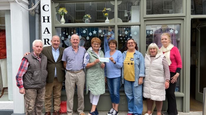 Bantry Tidy Towns expressed thanks to the Bantry Care for the Aged Charity Shop on Main Street for their very generous donation of €3,000. They have been great supporters of Bantry Tidy Towns over the years and give a lot back to the community. Eileen O'Donoghue from the Bantry Care for the Aged Charity Shop presented the cheque to Liz Gibson, treasurer of Bantry Tidy Towns. From left: Joe Daly, Michael O'Riordan, Noel O'Mahony and Liz Gibson (all Bantry Tidy Town volunteers) with Eileen O'Donoghue, Eva Rodriguez, Una O'Driscoll and Lillian Darcy (all Bantry Care for the Aged Charity Shop volunteers).