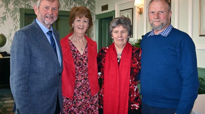 At the Barryroe Senior Citizens party in Fernhill House Hotel, Clonakilty were (from left): Paddy and Peggie O’Driscoll and Sheila and Jimmy Harrington.  (Photo: Martin Walsh)