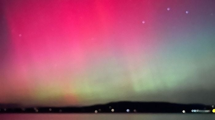 The Northern Lights over Dunmanus Bay to Kilcrohane by Lisa O'Sullivan from Kilcrohane.