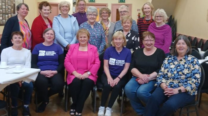 A sum of €4,945 was raised at the fundraiser held in Drimoleague last weekend in aid of Bantry Arc House when a large crowd attended the event.  The group of helpers took a five minute break before the doors opened. Back (from left): Deirdre Hickey, Ena Howell, Rosalind Ross, Fiona Daly, Mary O’Driscoll, Louise Whooley, Margaret O'Driscoll, Joan O’Donovan, Siobhan O’Driscoll and Pauline O’Callaghan.  Front (from left): Maura O’Brien, Liz Crowley, Noreen O'Connell, Mary Hayes, Catherine Ross and Barbara Fox. Elaine O’Mahony was missing from the photo.