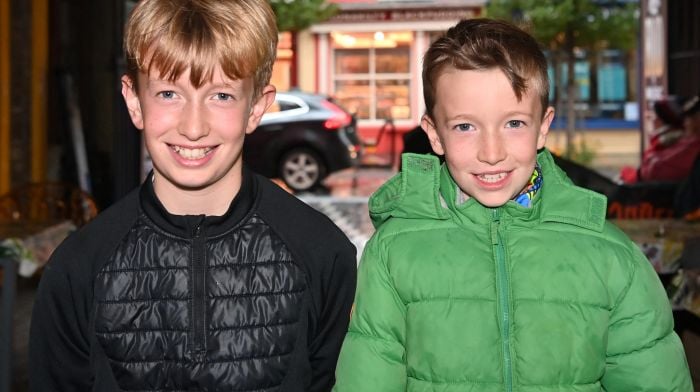 Tiernan (left) and Paddy O’Regan, Rossmore taking time out in Clonakilty.  (Photo: Martin Walsh)