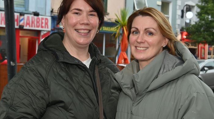 Marian O’Hara (left) from Ballinascarthy and Hilda Connolly from Clonakilty met up for a chat on Pearse Street. (Photo: Martin Walsh)