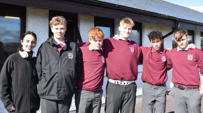 At Schull Community School were, from left: Frankie Masarati, Charlie Baynham, Robbie Dukelow,  Mattias Cogan, Damian Williams, and Liam Carroll.