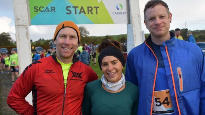 Before the start of the Skibbereen Charity Adventure Race (Scar) at the Castlehaven GAA grounds were Joseph Smyth, Kenmare; Mary Horgan, Clonakilty and Mark Flynn, Carrick-On-Shannon. (Photo: Anne Minihane)