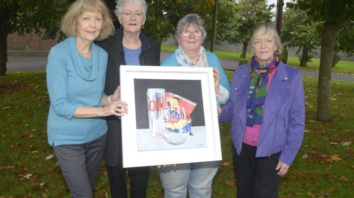 Getting ready for the Bandon Art Group's Christmas exhibition which takes place at the Perfect Cup Café on Nov 1st were Liz Price, Ann Barry, Rose Barton and Evelyn Drapper. Proceeds from the 2025 calender go to SVP. (Photo: Denis Boyle)