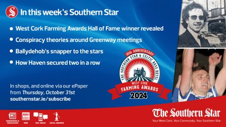 IN THIS WEEK'S SOUTHERN STAR: How Haven won two in a row; West Cork Farming Awards Hall of Fame winner revealed; Ballydehob's snapper to the stars; In shops and online from Thursday, October 31st Image