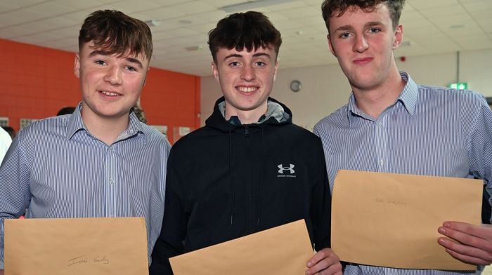 Students of Clonakilty Community College with their Junior Certificate results: Ivan Eady, Lisavaird, Conor O’Gorman, Clonakilty and Peter O’Mahony, Clonakilty. (Photo: Martin Walsh)