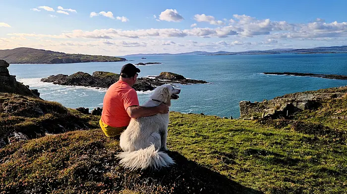 Garry Minihane took a photo of Pierce and Bruno enjoying the autumn sunshine on Sherkin Island looking towards Mizen and Cape Clear.