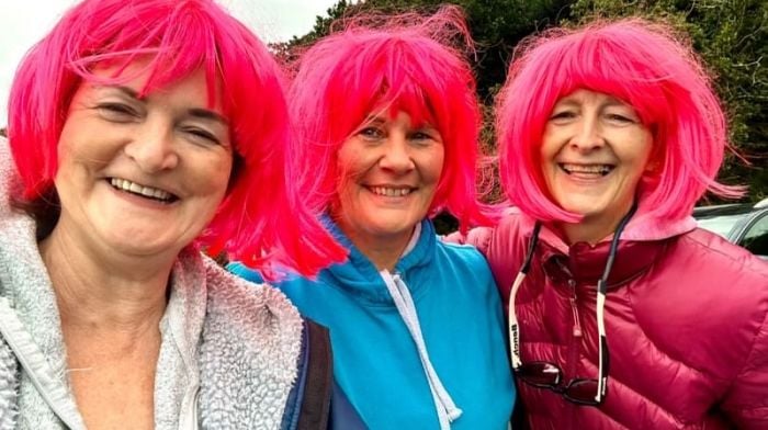 Jacqui Kearney, Fiona Begley and Maeve O’Sullivan took part in the Swim in Pink event with the Lough Hyne Lappers last Sunday to raise funds for breast cancer research during October, breast cancer awareness month.