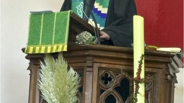 Rev Mike O'Sullivan at Saint Matthias Church where the Ballydehob Union celebrated a harvest thanksgiving service.