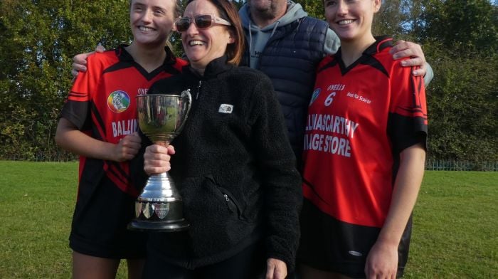 It was a wonderful day for the Condon family when Millie was awarded Player of the Final while her sister Annie captained the victorious premier junior A camogie team. From left: Mille Condon with her mam Claire, dad Jack and sister Annie.