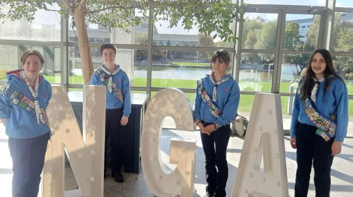 Juliette Looney, Catherine McGuiness, Abi Duggan and Gráinne Russell from the Ardilaun Guide Unit in Macroom travelled to Dublin with their parents and leaders to receive their award at the National Guide Award ceremony where they achieved the highest award a Guide can receive, the Trail Blazer Award.