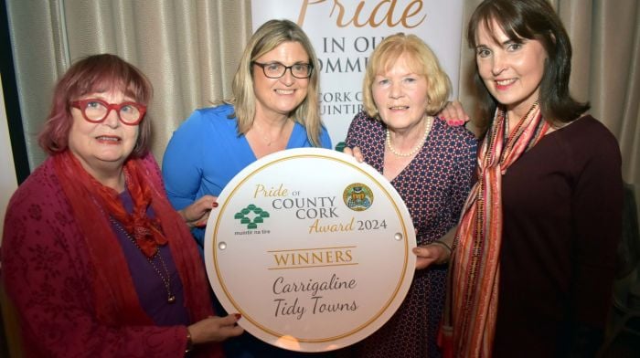 Betty O’Riordan, Katheryn Barry, Marie O’Mahony and Maura Allen of Carrigaline Tidy Towns at the Pride in our Community awards night where Carrigaline was the winner of the Pride of County Cork Award 2024.