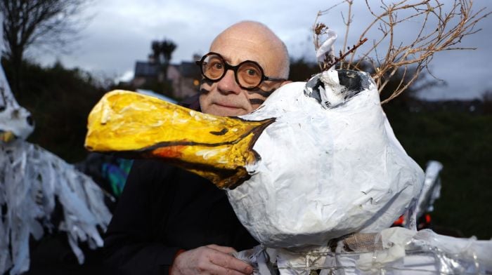 David Ury with Scarecrow Gull at the Schull Halloween Parade.  (Photo: Carlos Benlayo)