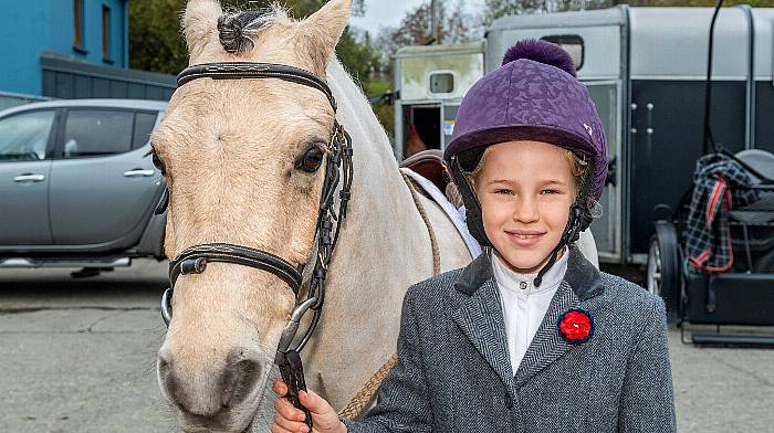 West Cork Chevals held its first charity cheval of the season today, in aid of West Cork Jesters. Around 20 horses and ponies were signed on for the chevals, which ran to Ahakista and back. Taking part in the cheval was Isobel Crews from Bantry with her pony 'Trixie'. (Photo: Andy Gibson)