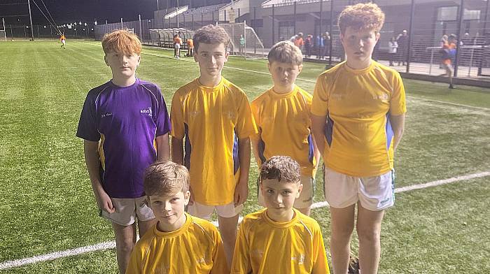 Ilen Rovers U12s played at Páirc Uí Chaoimh last Thursday with Rebel Óg Cork West against Rebel Óg Cork Mid, where they enjoyed a great day. Back (from left): Tim Ashe, Liam O’Sullivan, Tadhg Ronan and Senan Whooley. Front (from left): Dominic Seymour and Paddy Sheehy.