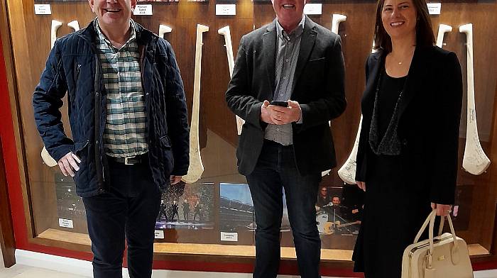 Innishannon Tidy Towns volunteers Gerry Foley, Peter Fehily and Eileen Walsh at the Tidy Towns Awards ceremony at Croke Park last Friday.