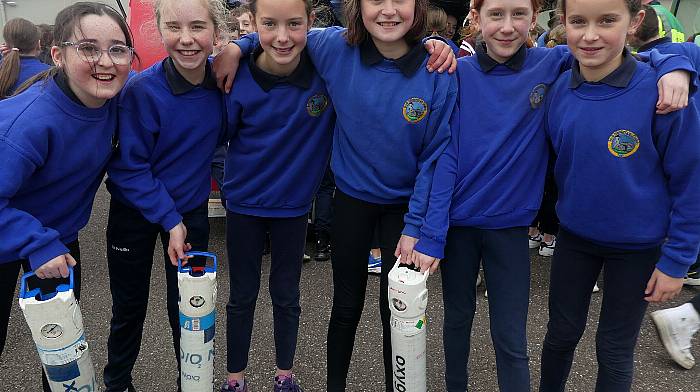 Girls at Coppeen National School getting to know the equipment on board the West Cork Rapid Response jeep on its visit to the school were (from left):  Fia Cowig, Robyn Nyhan, Liana Siragi, Aoife Hurley, Aoife Falzon and Róisín Collins.