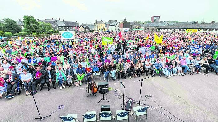 A section of the huge crowd that attended Paul O'Donovan's olympic homecoming in the Fairfield.