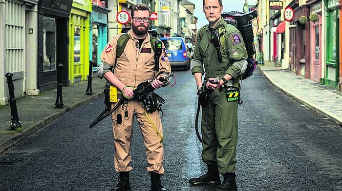 Skibbereen Chamber of Commerce organised a ‘Skibb O’Ween’ Halloween Street Party on Bank Holiday Monday, October 28th. Hundreds of people attended throughout the afternoon which featured live music, a treasure hunt and various ‘cosplay’ groups from across Ireland in spectacular movie costumes. ‘Ghost Busters’ Ciaran Daly and Zach Stewart are seen here patrolling North St. Both are members of the ‘Crossrip Response Unit’ who travelled specially for the event.                                                                             (Photo: Andy Gibson)