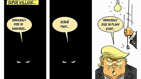 A dystopian drama with a cartoon guy in charge. And that’s just America! Image