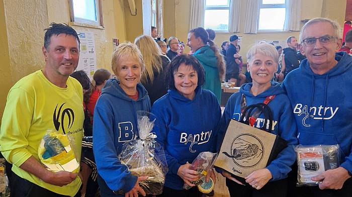 Bantry Athletic Club prize winners at the Eyeries 5 Mile Road Race were (from left): Tony McElhinney, Maria Hurley, Claire Healy,  Breda McElhinney and Michael Healy.