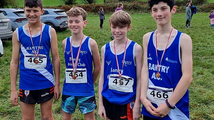 Bantry Athletic Club’s winning U13 team in the boys’ cross country B championship were (from left): Conor Collins, Iarla McElhinney, Fionn O'Halloran and Jacob Forde.