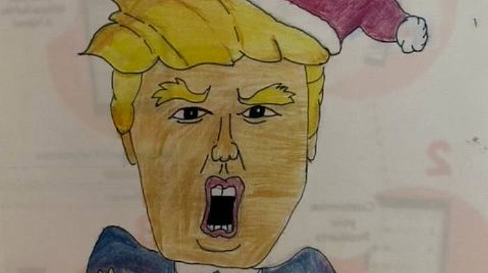 Ben Heffernan (10), drew this artwork a few weeks ago as the design for his school Christmas card. Little did he expect that a printed sample of his art work on a sample card would arrive by post on November 6th, the same day on which Donal Trump was announced as the 47th president of the United States of America, even if it's not the Christmas Card everyone is hoping for this year! Ben attends Ardfield National School in Clonakilty.