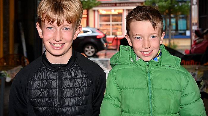 Tiernan (left) and Paddy O’Regan from Rossmore taking time out in Clonakilty.  (Photo: Martin Walsh)