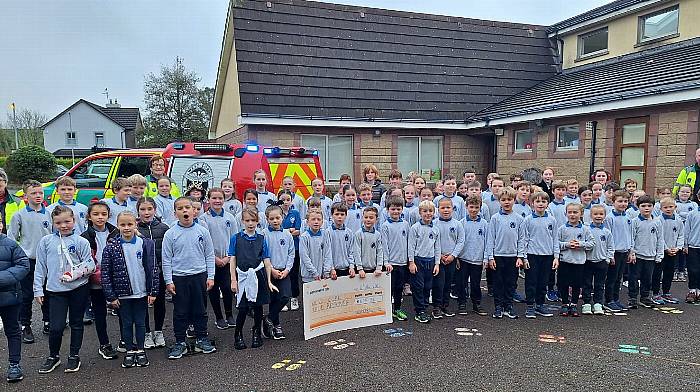 Pupils from Dunderrow National School, who enjoyed a Halloween dress up party in school in aid of West Cork Rapid Response, presented a cheque for €655.36 to WCRR.