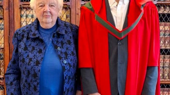 Robert Hayes from Aughadown, with his grandmother Peggy Hayes, at his recent graduation at UCC where Robert was awarded a PhD in cancer cell biology.