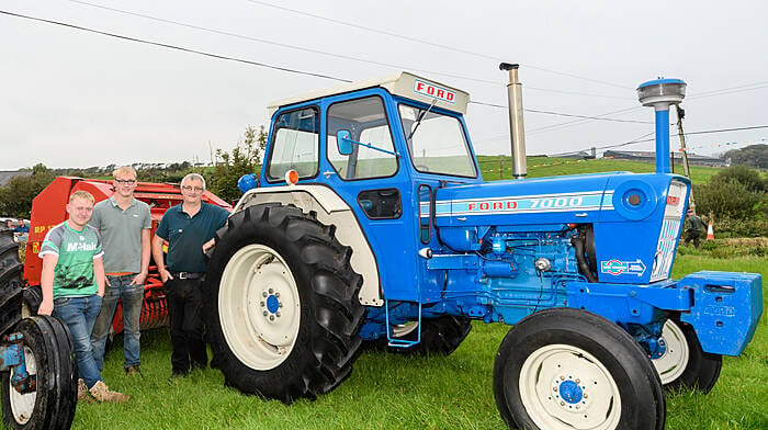 In September, Paul O’Leary (Dunmanway) with Simon and Shane Jenning (Enniskeane), all of whom took part in the Rathbarry and District Vintage Club tractor, truck, car and motorcycle run which was followed by a classic silage baling and threshing working day at O’Donovan’s Bar, Fisher’s Cross. Proceeds of the day went to Breakthrough Cancer Research and Cope Foundation. The run this year was in memory of former club member, Anthony Doolan. (Photo: David Patterson)