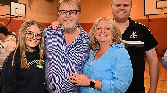 Local publican John Collins (Ind Ire) with his wife Diane and children Ava and Cian following his first time election as a councillor for Bandon-Kinsale at the election count centre in June.           (Photo: Martin Walsh)