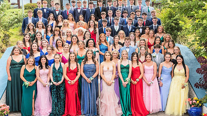 Students of Scoil Phobail Bhéara, Castletownbere, class of 2024, celebrated  their Debs in July.  (Photo: Anne Marie Cronin)