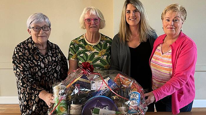 Darrara Community Centre is currently promoting its annual fundraising draw, the proceeds of which will go to the upkeep of the centre and also to subsidising the costs to users. Recently, the Cork Prison Officers Association donated a hamper towards the draw which will take place on December 7th at the concert. From left: Darrara Community Council members Mary Anglin, Mary Wycherley, Jenna Coakley making the presentation on behalf of Cork Prison Officers, and Angela Linehan.