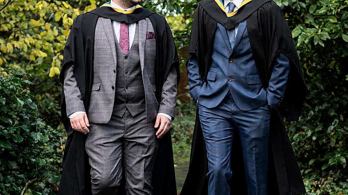 Jack Lowney from Blarney with Jack Lynch from Tralee at the recently held conferring ceremonies at Mary Immaculate College.  (Photo: Don Moloney)