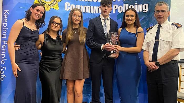 Five Coachford students were honoured at the recent Garda National Youth Awards for their charity contribution inspired by their much-loved former teacher. 

The five young people, Anna Crowley, Sarah-Jane O'Sullivan, Ellie Buckley, Brian O'Callaghan and Aoife O'Leary are from ‘Walk Cause You Can’ an initiative to support their deputy principal, Diarmuid Hickey, who had Motor Neurone Disease. Diarmuid passed away in March 2024.