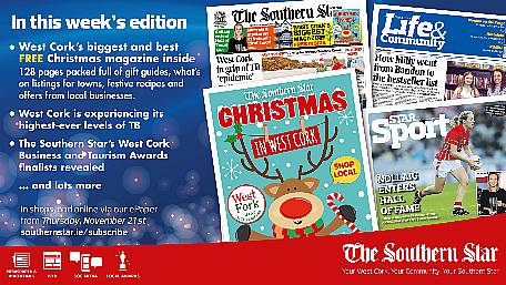 THE SOUTHERN STAR IS IN STORES NOW: West Cork's biggest and best FREE Christmas magazine inside; West Cork is experiencing its highest-ever levels of TB Image