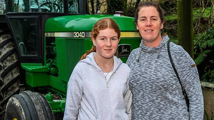 Aisling and Tina O'Riordan from Dunmanway at the recent tractor run in Reenascreena  in aid of West Cork Rapid Response; Kayla Shorten's recovery and Reenascreenas National School and Playschool. (Photo: Andy Gibson)