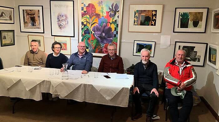 The Castlehaven and Myross History Society committee announcing the launch of their new Journal, Volume 5.  From left:  Peter Deasy, Annette Glanton, Michael Sexton, Batt Maguire, Paddy Burns and Vincent O’Neill.